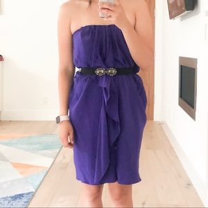 BCBG Purple strapless dress with belt